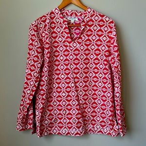 BANANA REPUBLIC red and white tunic with silver sequence size L